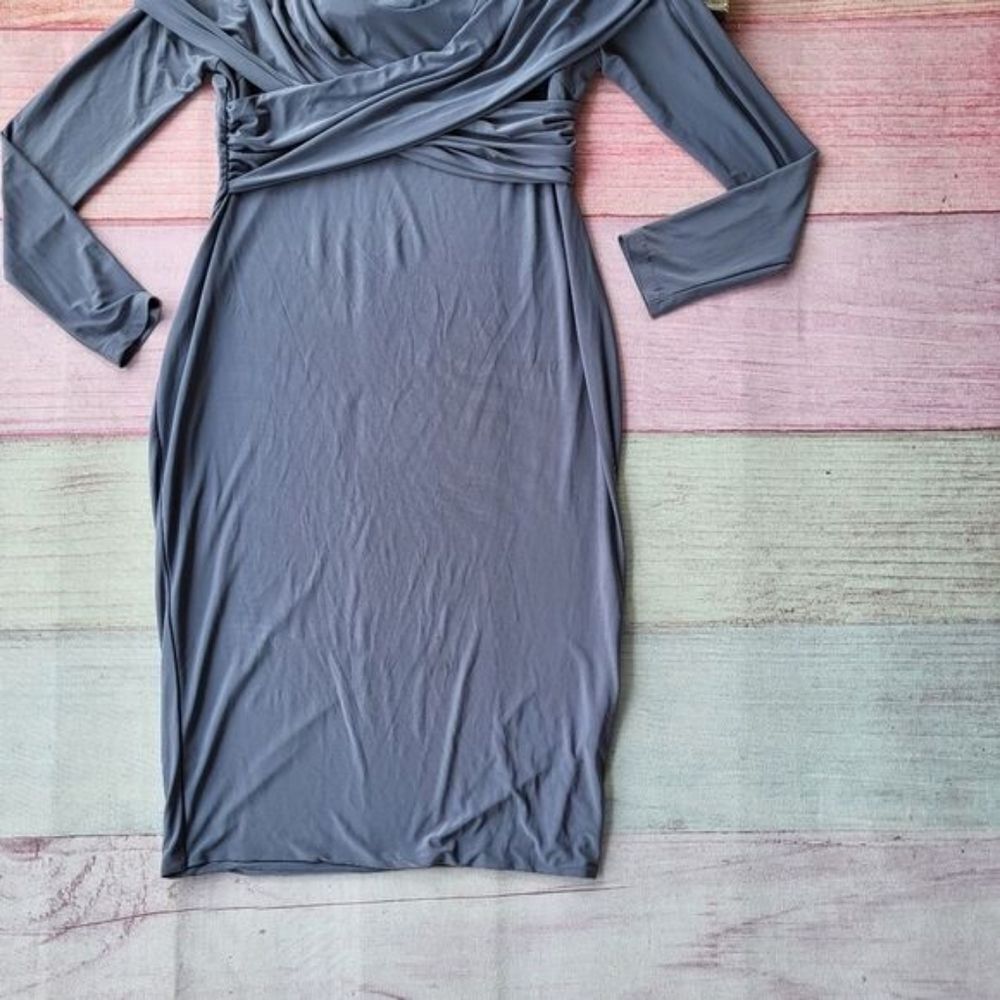 Club‎ L London Blue Off the Shoulder Long Sleeve Bodycon Knit Dress 12 - Picture 3 of 6